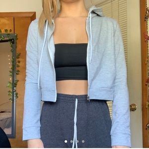 GREY CROPPED ZIP-UP